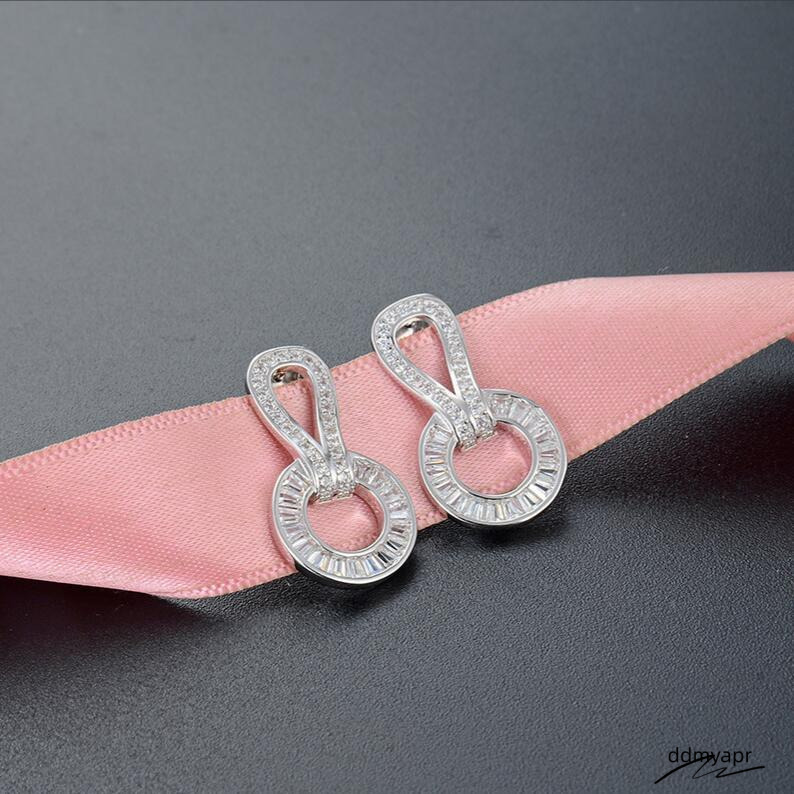 Ins Sparkling Stud Drop Ship Jewelry Sterling Sier T Princess Cut White ddmyday Topaz CZ Dia Gemstones Party Women Wedding Earring Gift