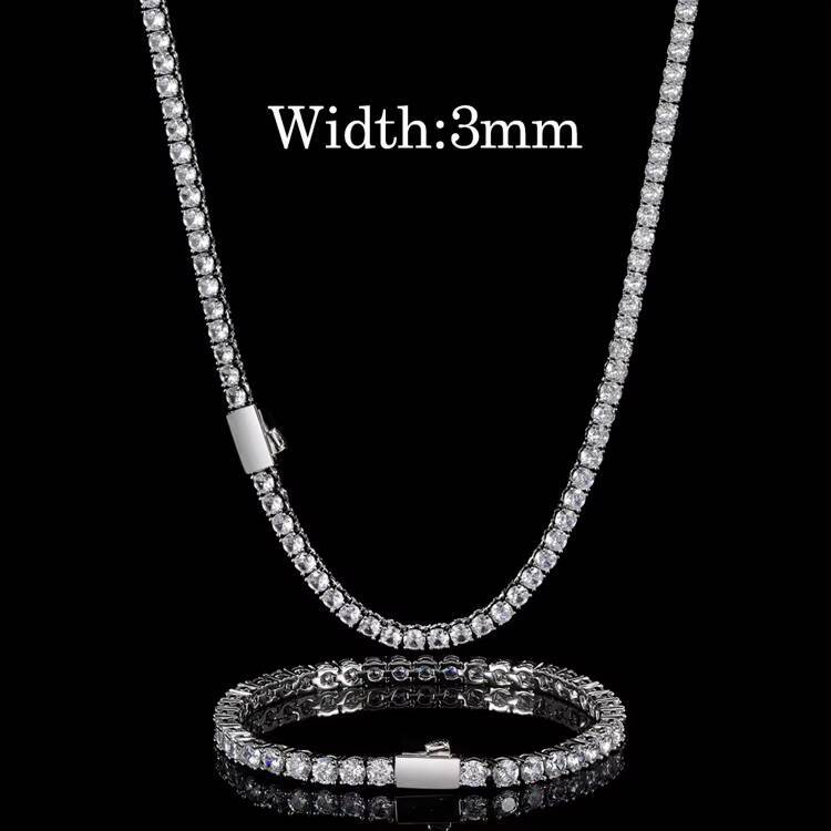 GZYSJEWELRY Wholesale Tennis Chain Ice Moissanite Stone Hip Hop Necklace Diamond Chains