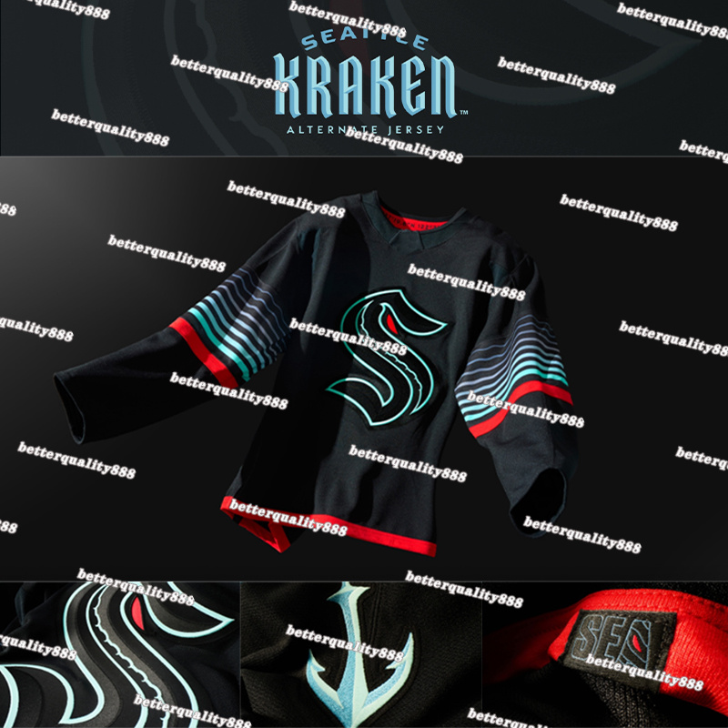 10 Matty Beniers 2025-26 All Black Third Kraken Jersey Kaapo Kakko Jared McCann Eberle Adam Larsson Vince Dunn Jaden Schwartz Brandon Montour Matt Murray