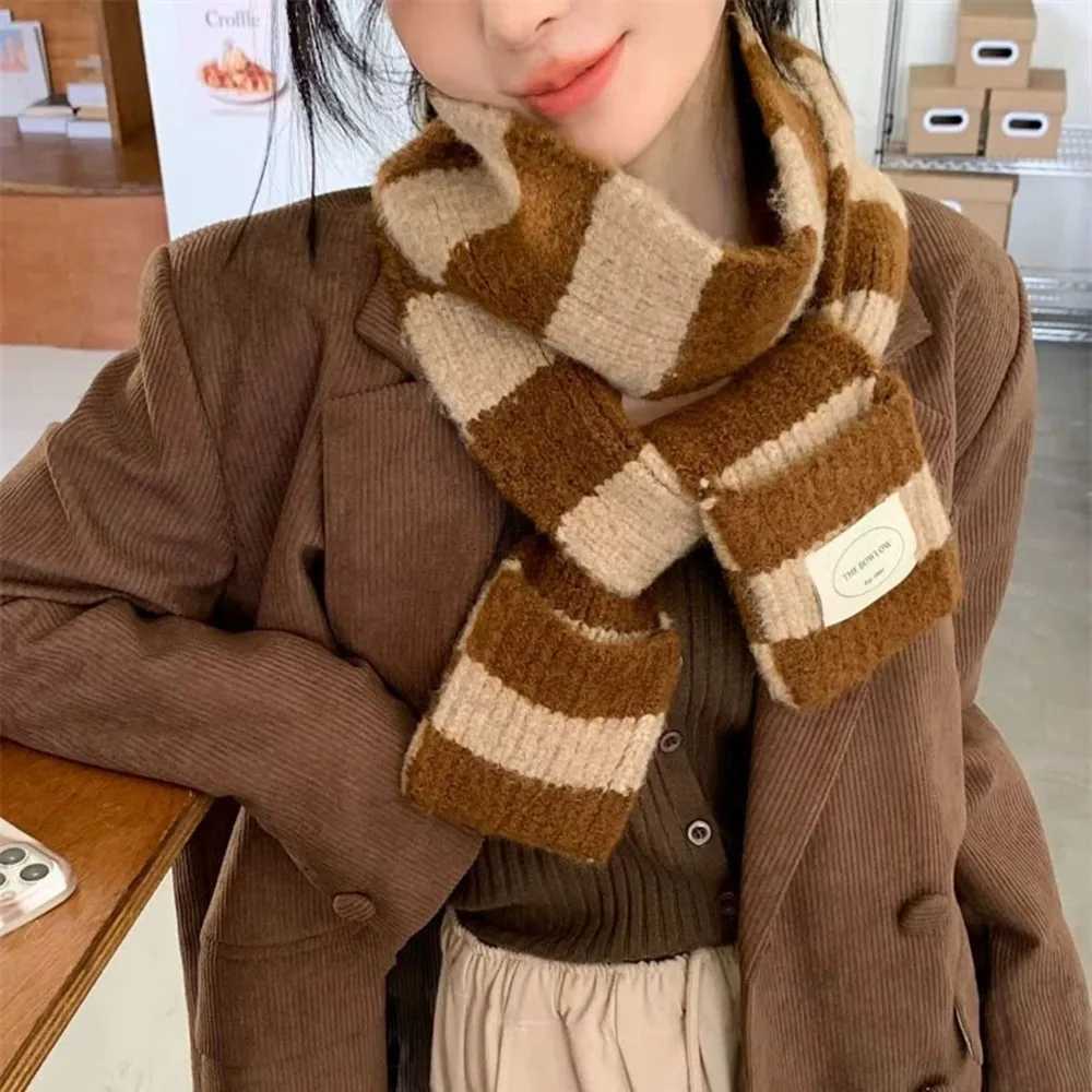 Retro Warm Winter Scarf Soft Striped Long Scarves Korean Thin And Narrow Long Scarf Harajuku Y2K Fashion Knitted Long ScarvesXJ250905