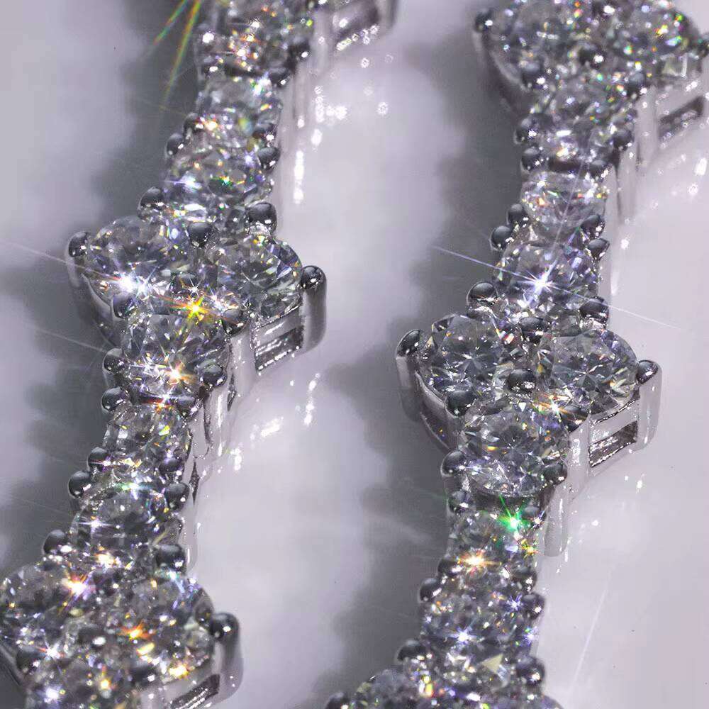 NUOYA Hiphop Jewelry Iced Out VVS Dia Flower Shape Sterling Sier Moissanite Tennis Chain Women's Bracelet