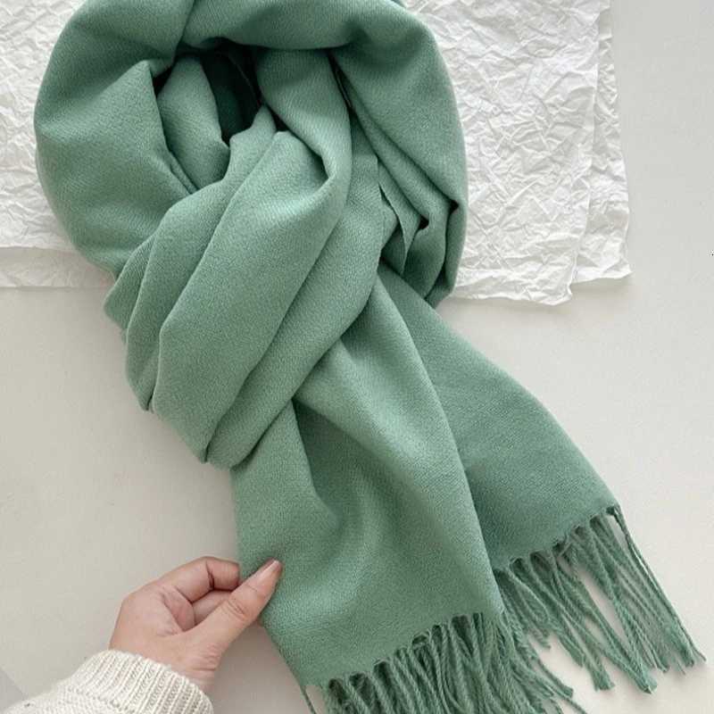 Classic Solid Tassel Scarf Men Women Fall Winter Imitation Cashmere Thick Versatile Shl Causal Wr Warm Muffler Male FemaleXJ250905