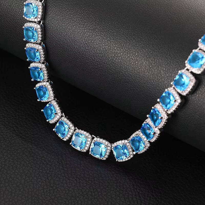 High Quality 10mm 5A Moissanite Diamond Iced Baguette Chain Micro Paved Moissanite Personalized Tennis Chain