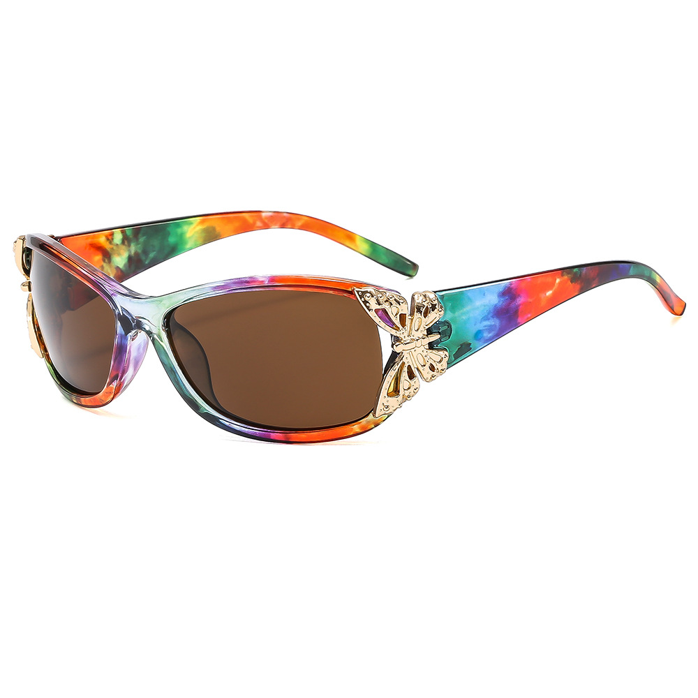 2025 New Wrap around Rectangular Stylish Sunglasses Unique Butterfly inspired Shades for Women a Versatile and Popular Choice