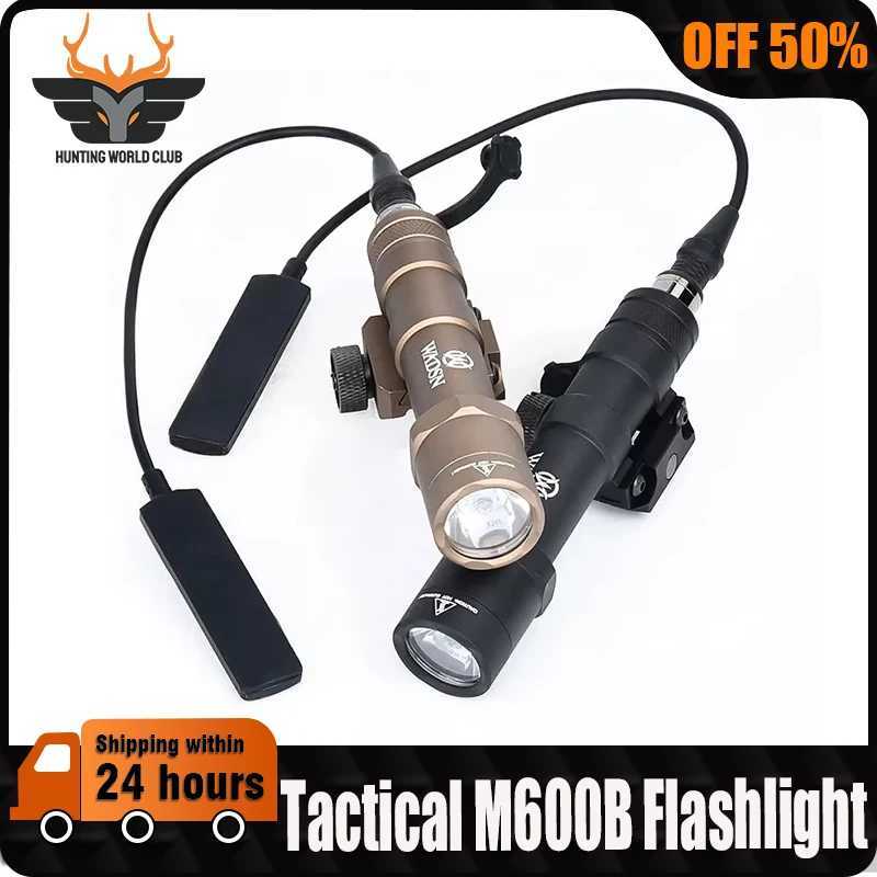 WADSN M600 M600B Tactical Flashlight 600Lumen White LED Scout Light Hunting Weapon Airsoft Accessroy Fit 20mm Picatinny RailXJ250905