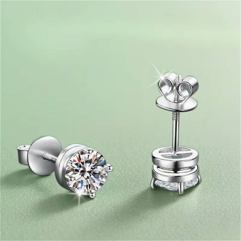 S925 Sterling Silver 03 05 10 Moissanites Unisex Stud Earrings Moissanite Single for Party Trendy Ear Accessories