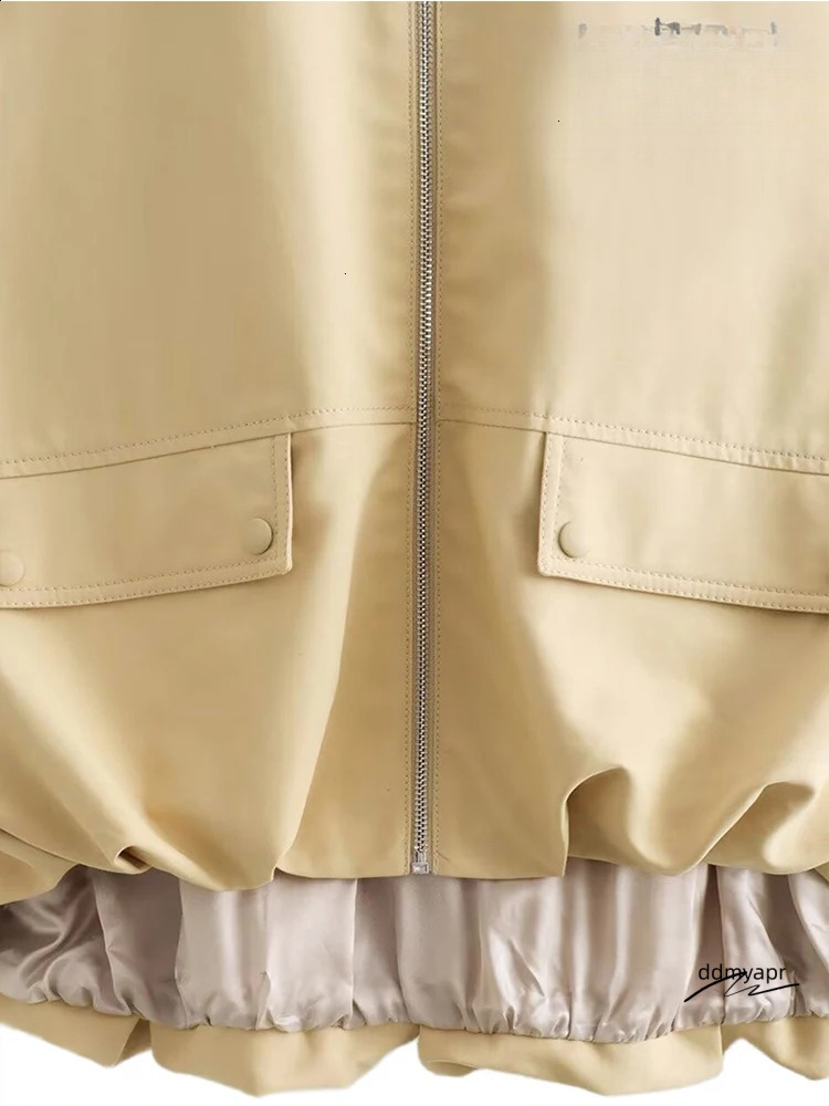 Womens Elegant Sleeveless ddmydec Round Neck Zip Waistcoat Pocket Decorative Loose Khaki Jacket Comfortable Leisure Womens Vests 240826