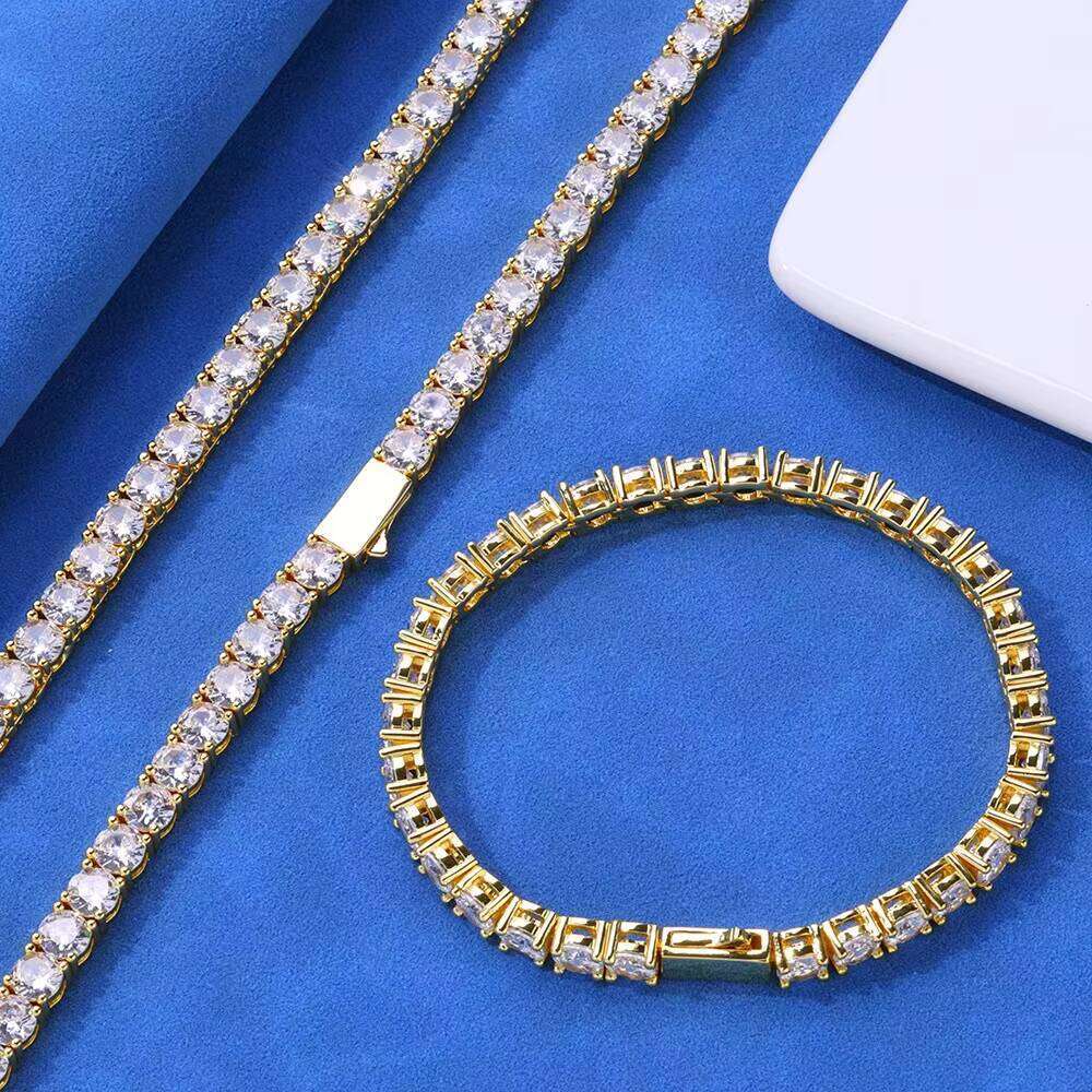 Hip Hop Sterling Sier VVS Moissanite Dia Necklace Classic Tennis Chain for Men and Women Fine Jewelry