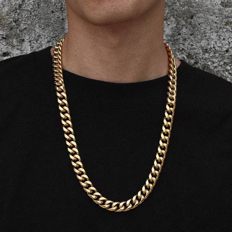 GZYS JEWELRY Wholesale Hip Hop Cuban Curb Link Mens Miami Brass 18k Gold Plated Chain Necklace Cuban Link Chain