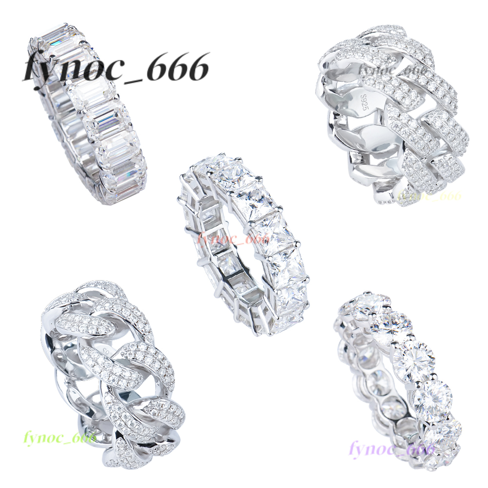 Wholesale Custom Design Hip Hop Iced Out Real Silver 925 Sterling Mens Fine Jewelry Moissanite Diamond Rings for Men