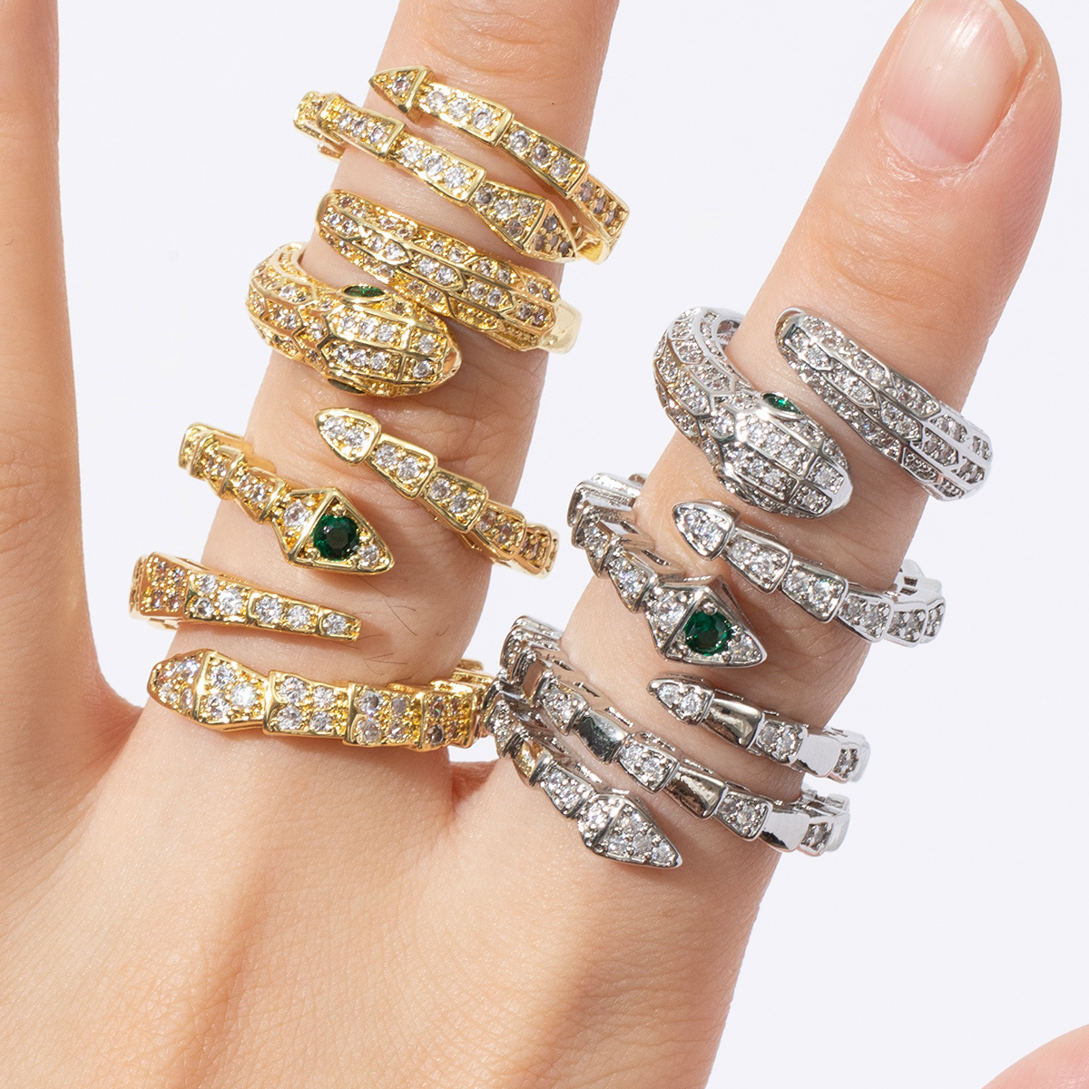 Luxury Brand Designer Jewelry European And American Light Luxury Cool Snake-Shaped Ring For Women, Ins Trend Niche Design Versatile High-End Feel Copp