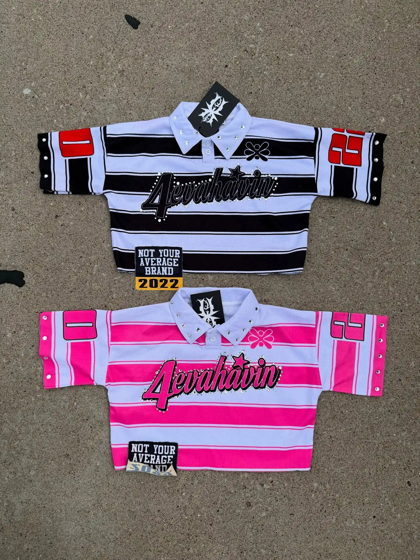 Y2K Klein Stone y Long Sleeve Street Retro Stripe Polo Shirt Women Fashion Harajuku Letter Splicing Motion Tshirt 250905