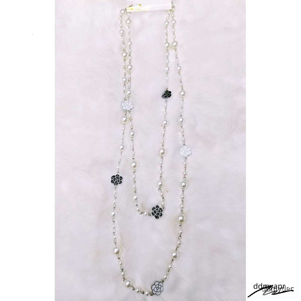 Nk-123 Oil Drip ddmydec Rose Flower Style Pearl Layerable Long Sweater Chain Necklace Jewelry Wholesale ddmydec
