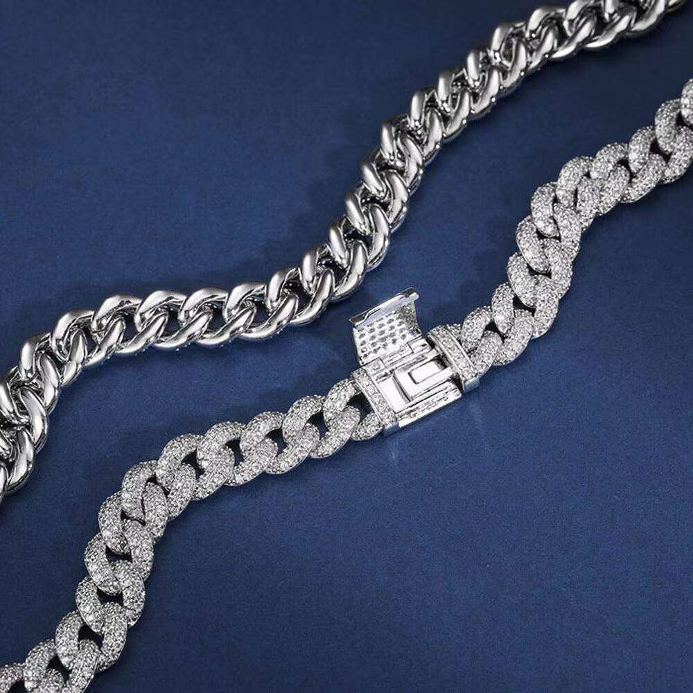 18mm Cuban Link Chain with Moissanite Dia Handcrafted in Sterling Sier Jewelry