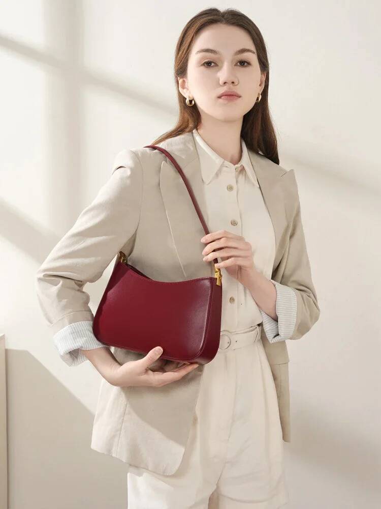 Zency French High-End Leather Underarm Bag Retro Shoulder Handbag For Women Trendy 2025