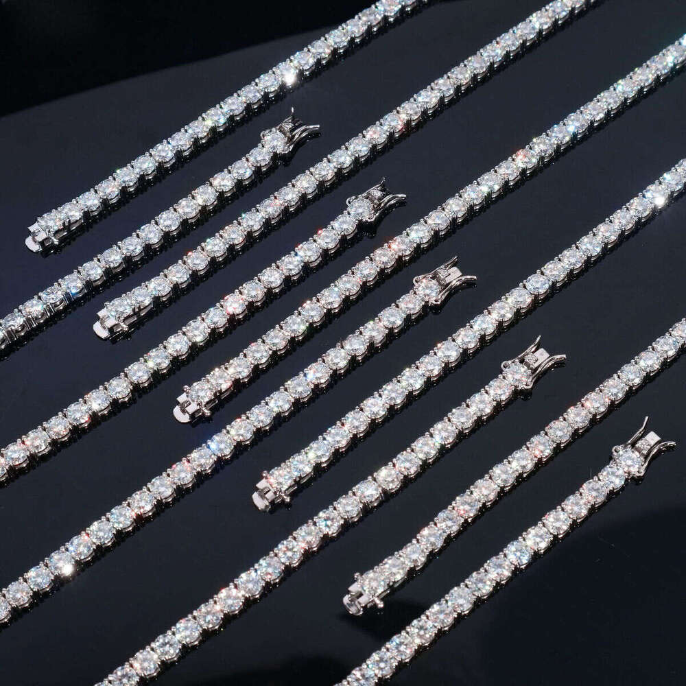 Fine Jewelry 3mm Necklace Iced Out Sier GRA VVS Dia Moissanite Tennis Chain