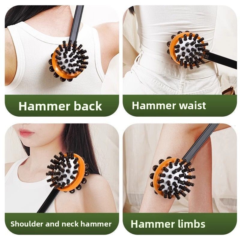 SDKH Artifact Retractable Meridian Tapping Stick Full Body Massage Back Hammer Double-Sided Solid Wood