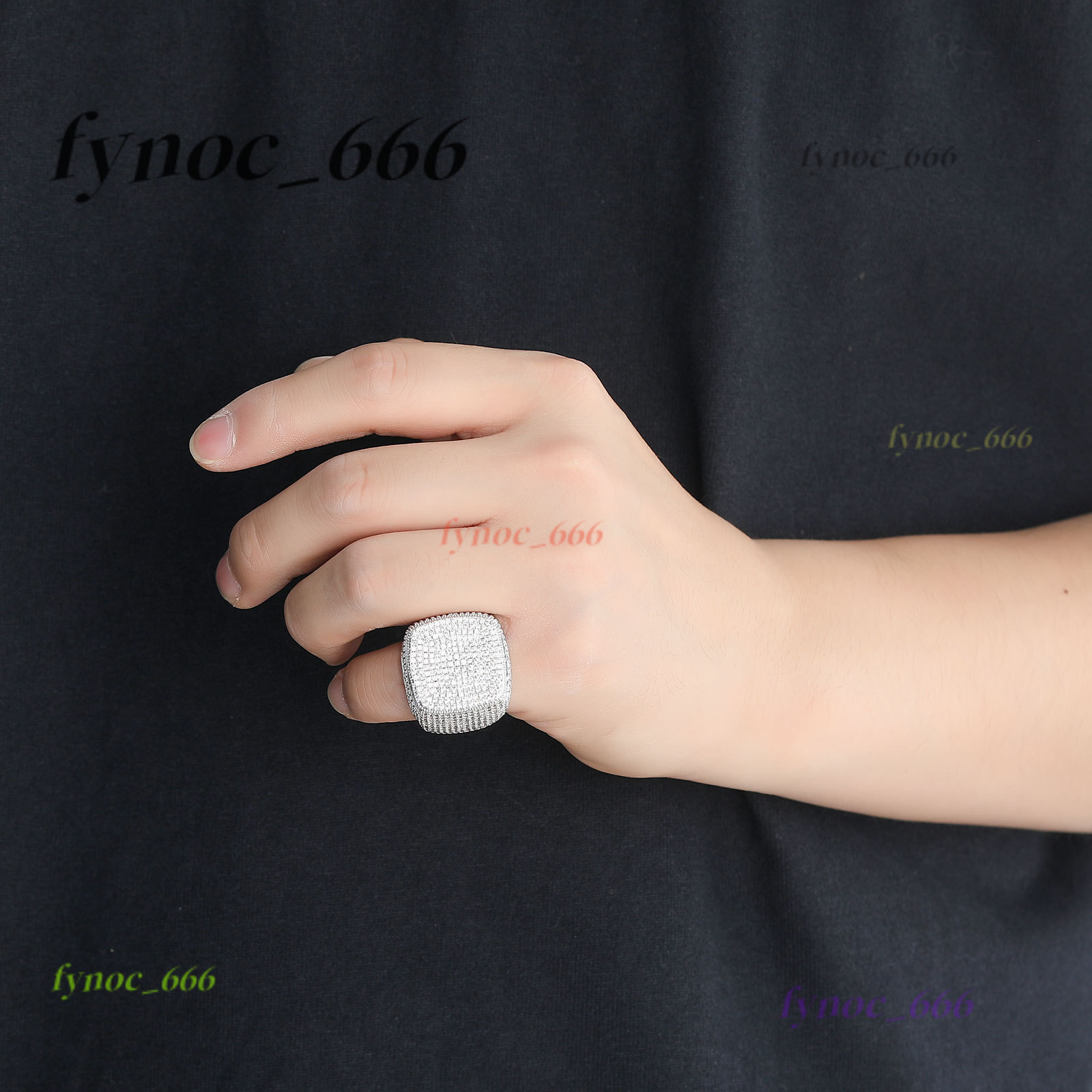 2025 Hip Hop Fashion Square Shape Brass Ring Iced Out Morganite 18 K Gold Plated Mens Ring Jewelry Party