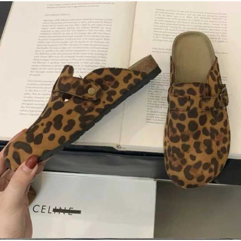 New Classic Womens Closed Toe Cork Sandals Slippers Ladies Leopard Cork Slippers Camo Mule Clogs Shoes Flats Zapatos De Mujer W250905