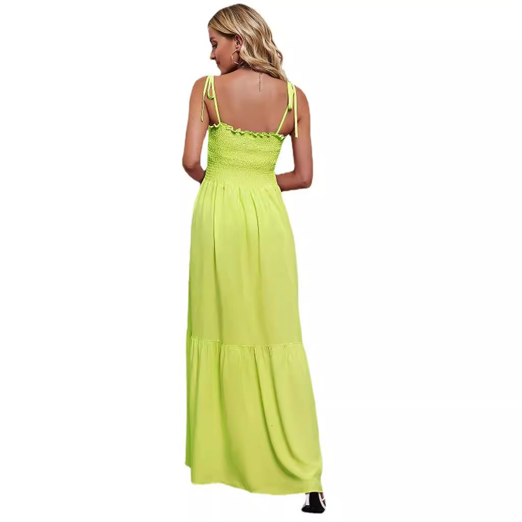 Selfshot 2024 New Spring Summer Sexy Thin Strap Tube Top Vacation Beach Long Skirt High Waist