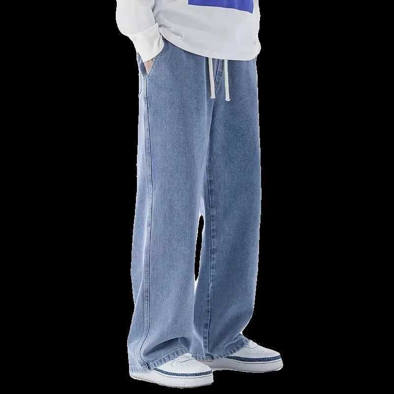 Mens Casual Loose Fit Jeans Elastic Waist Outdoor Workwear Spring Autumn Straight Leg Long Pants Comfortable Loose Trousers W250905