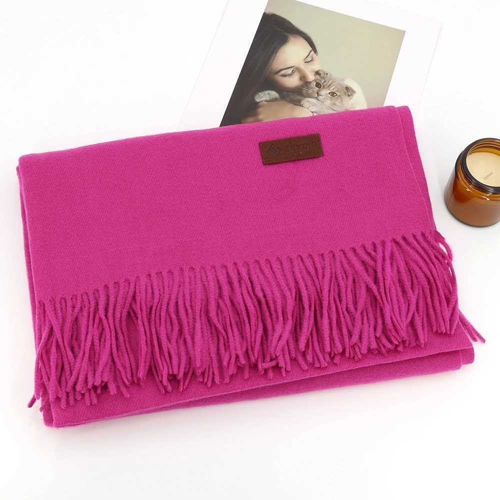 2024 Solid Color Cashmere Scarf Women Thick Warm Winter Autumn Shls Wrs Tassel Female Blanket Echarpe Bufanda HijabXJ250905