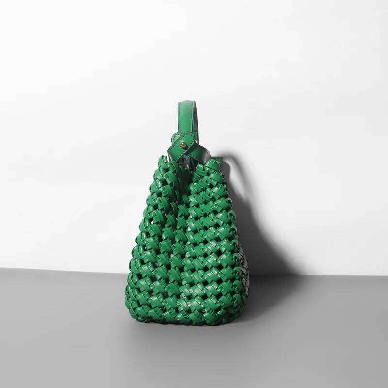 2025 New High Quality Hand Knitting Handbag for Women Hollow Out Female Shoulder Summer Beach Fashion Cross Body Bag