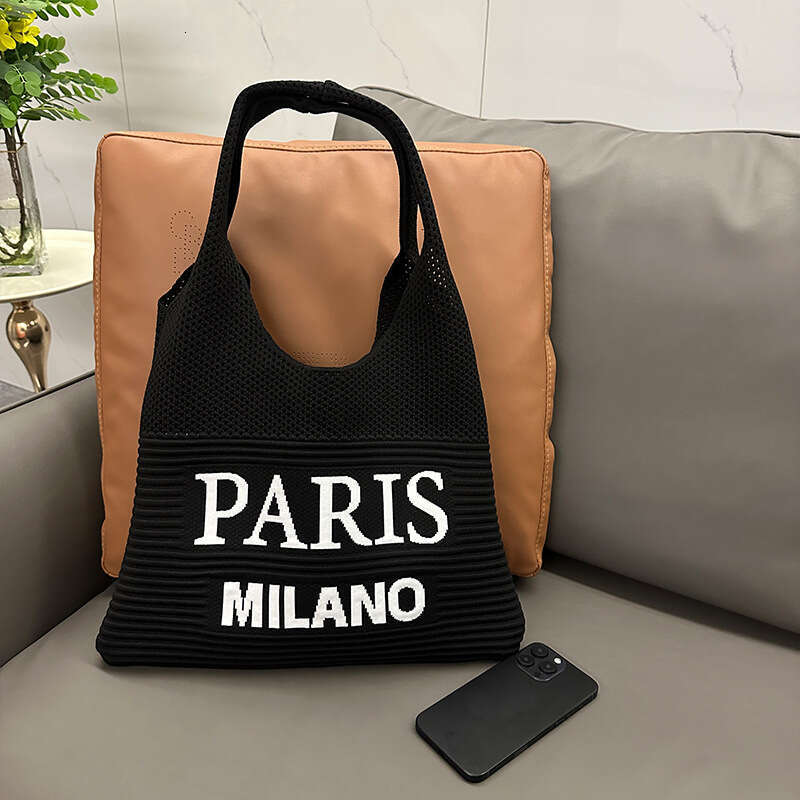 2025 New Letter Large Capacity Knitted Shoulder Casual Exquisite Handbag Versatile Commuter Tote Bag