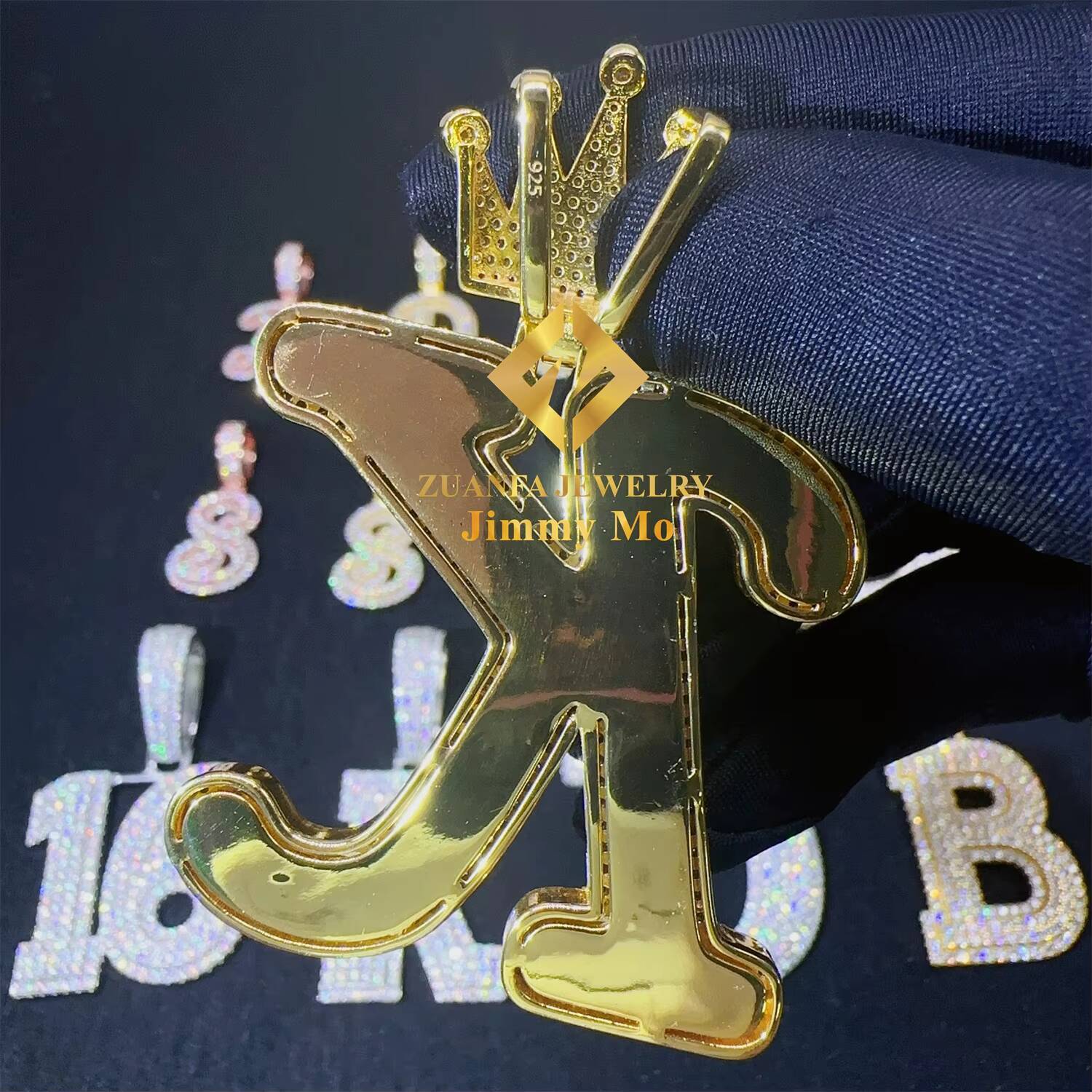 Custom Pass Diamond Tester GRA Certificates Iced Out Hip Hop Jewelry VVS Moissanite Diamond Initial Letter Pendant Necklace