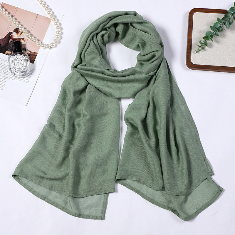K1814 ins minimalist style solid color scarf women's long heavy chiffon shawl high-end versatile tulle scarf