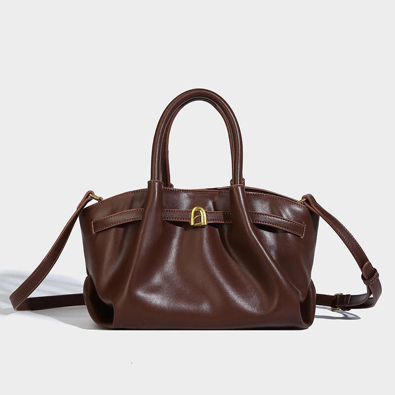 DHEssentials 2025 Winter Dumpling Bag, Minimalist Design, Small PU Crossbody, Underarm Handbag, Black/Red/Brown