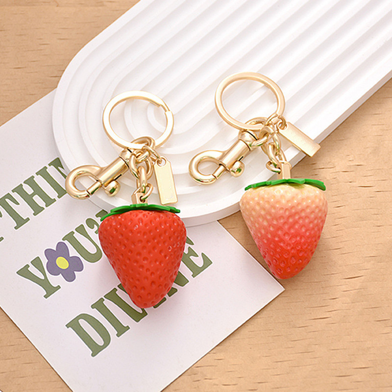 Women's Bag Accessories Strawberry Fruit Car Key Pendant Car Keychains Cartoon Keychain Creative Internet Celebrity Bear Pendant Female Exquisite