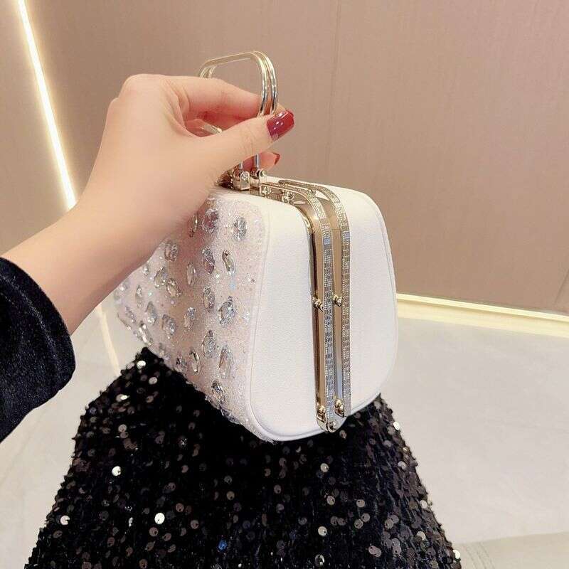 New Inlaid Handbag Full Dia Handgrip Fashion Dress Banquet Evening Single Shoulder Diagonal Straddle Bag