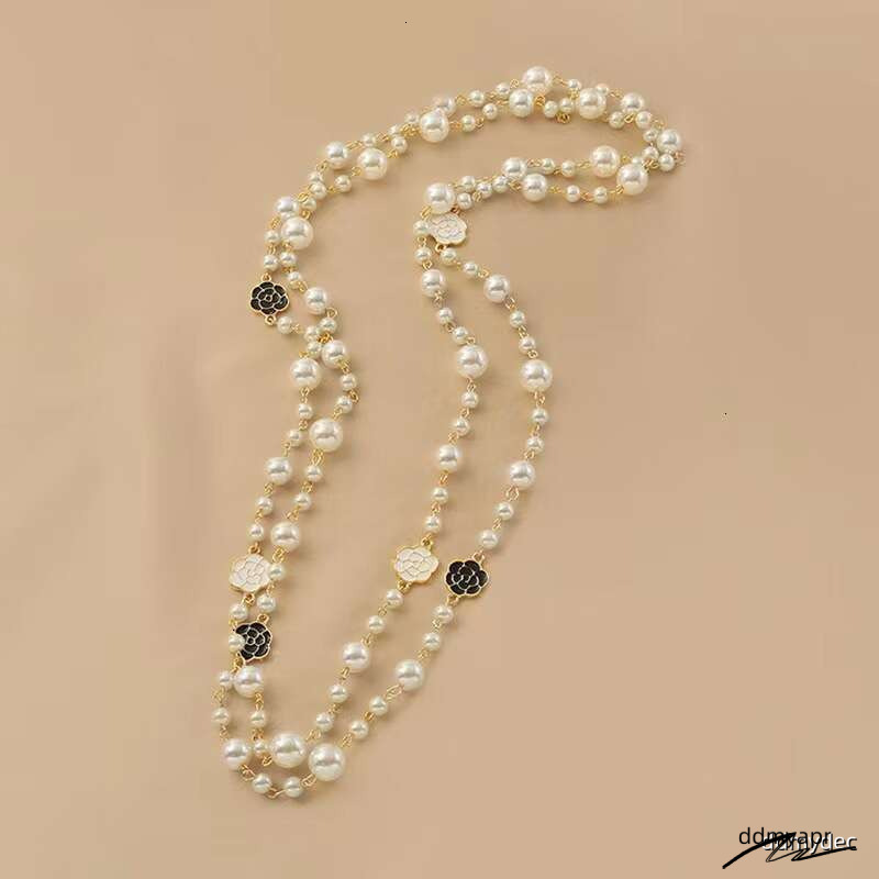 Nk-123 Oil Drip ddmydec Rose Flower Style Pearl Layerable Long Sweater Chain Necklace Jewelry Wholesale ddmydec