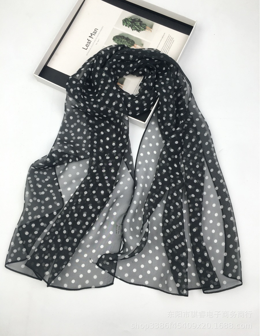 K1817 Korean imported georgette fabric spring and autumn women's printed silk scarf fashionable temperament niche tail