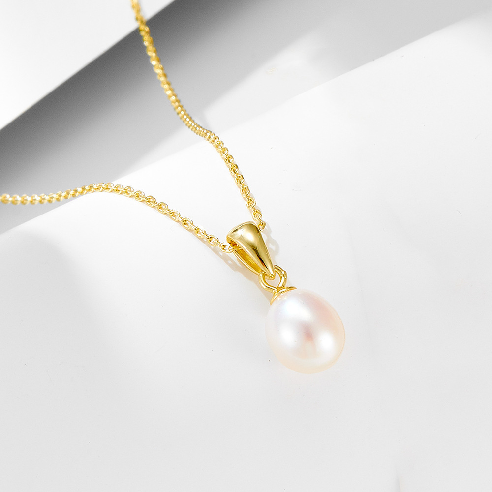 XF800 Pure 18K Yellow Gold Necklace Pendant Natural Freshwater Pearl Trendy Party Gift Real Au750 Fine Jewlery For Women D221 240719