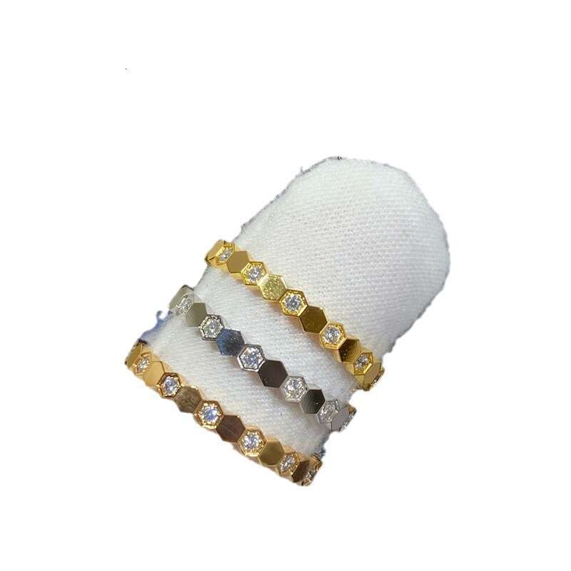 Honeycomb Ring for Women with Diamond Rose Gold Fashionable High-end Precision CNC Craftsmanship Internet Celebrity Live Streaming