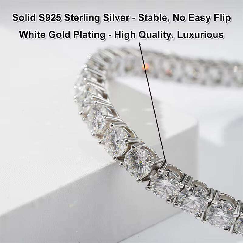 Stargems Wholesale S Sterling Sier Necklace 3mm 4mm 5mm DEF VVS Moissanite Tennis Chain