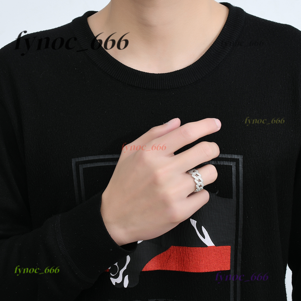 Hot Selling Hip Hop Real Gold Plated Brass Couple Finger Ring Iced Out Cuban Link Chain Ring for Men Fashion Jewelry