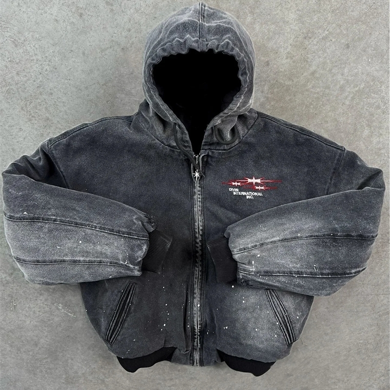 Divin Street Zipper Hoodie Men s Original Retro y Washed Long Sleeve Coat mens High Hip Hop Gothic Punk 250904