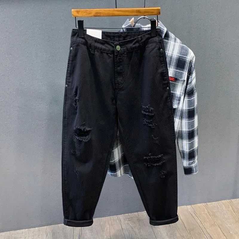 2023 Spring and Autumn New Fashion Solid Color Ripped Jeans Mens Casual Loose Comfortable HighQuality Large Size Trousers 36 W250905