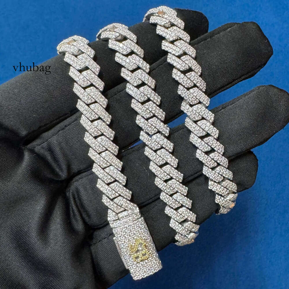Hot Sale Moissanite Dia Sterling Sier 10MM Fully Iced Out Hip Hop Style Cuban jewellery Link Chain Custom Clasp