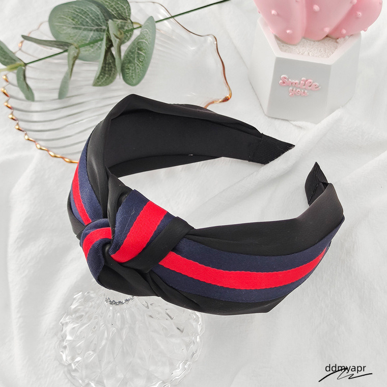 Striped Ribbon Knotted Women's Outdoor Accessory Clip Wide Cross Headband ddmyday Hair Ornament