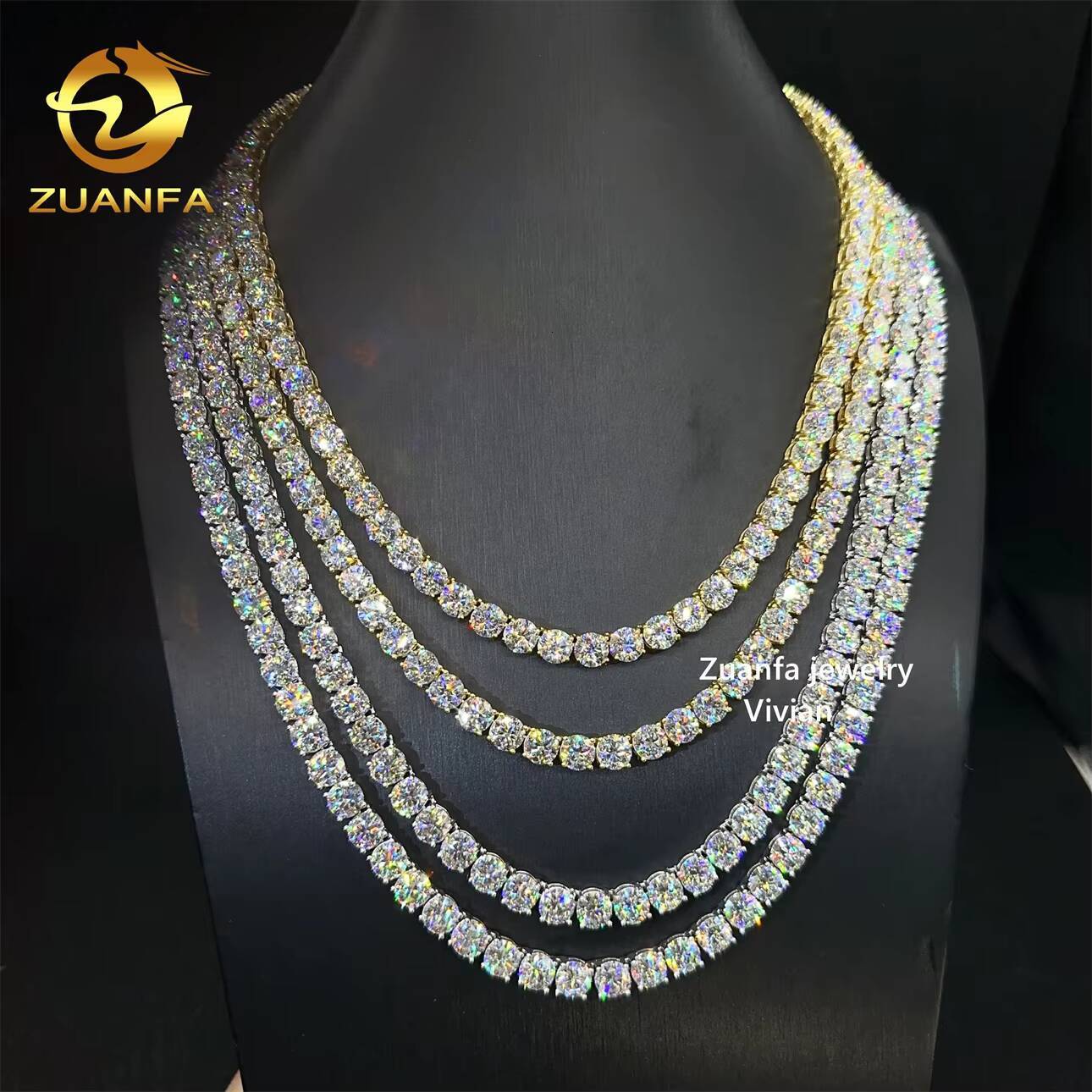 925 Sterling Silver Full Size Tennis Bracelet Necklace Moissanite Jewelry Passes Diamond Tester Elegant Tennis Chain