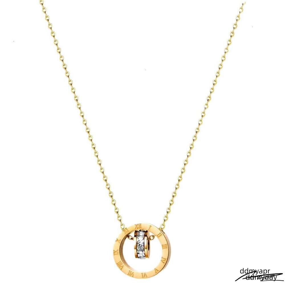 New Roman Double Ring Pendant Collarbone Chain Women's Fashion Slim Waist Necklace ddmyday