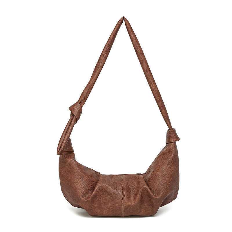 2025 Lazy Casual Versatile Horn Single Shoulder Crossbody Korean Style Large Capacity Soft Leather Sweet Cool Dumpling Bag