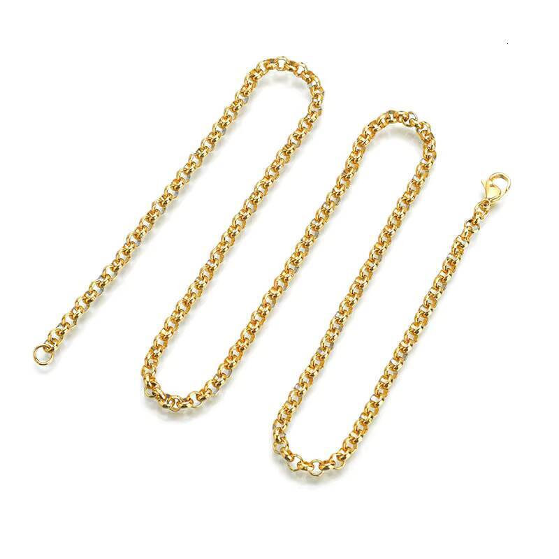Wholesale Mens Silver Round Chain Necklace in 3mm Men Stainless Steel Necklaces Welded for custom jewelry manufacturing