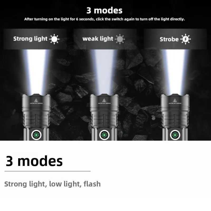 Powerful LED Flashlight USB Rechargeable Torch Light Super LongShot Flashlight Tactical Lantern Hand Lamp For CampingXJ250905