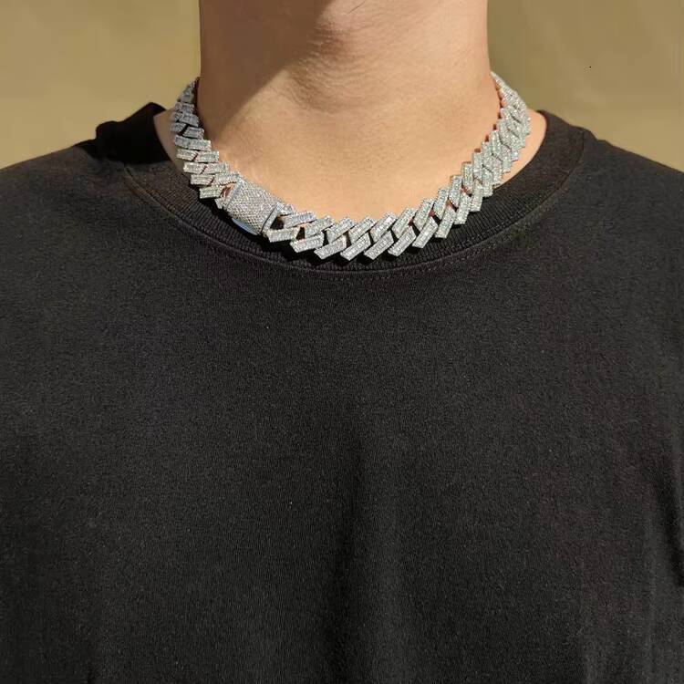 Wholesale Brass Heavy Quality 18MM Hip Hop Custom Prong Cuban Link Necklaces Chain