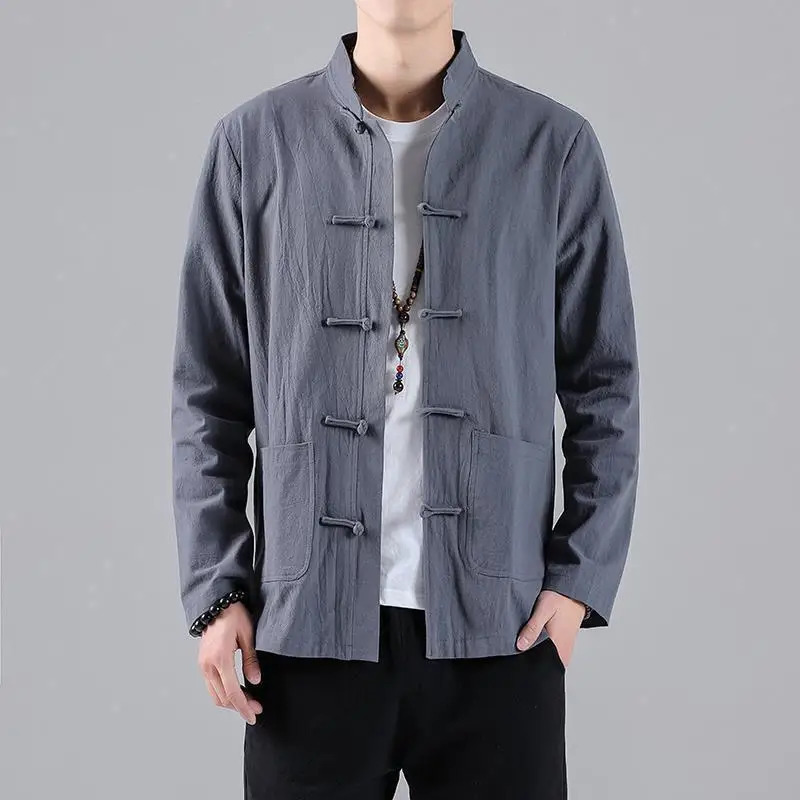 Chinese Style Mens Linen Shirt Spring and Autumn Chinese Loose Longsleeved Shirt Retro Style Tang Suit Top 250905